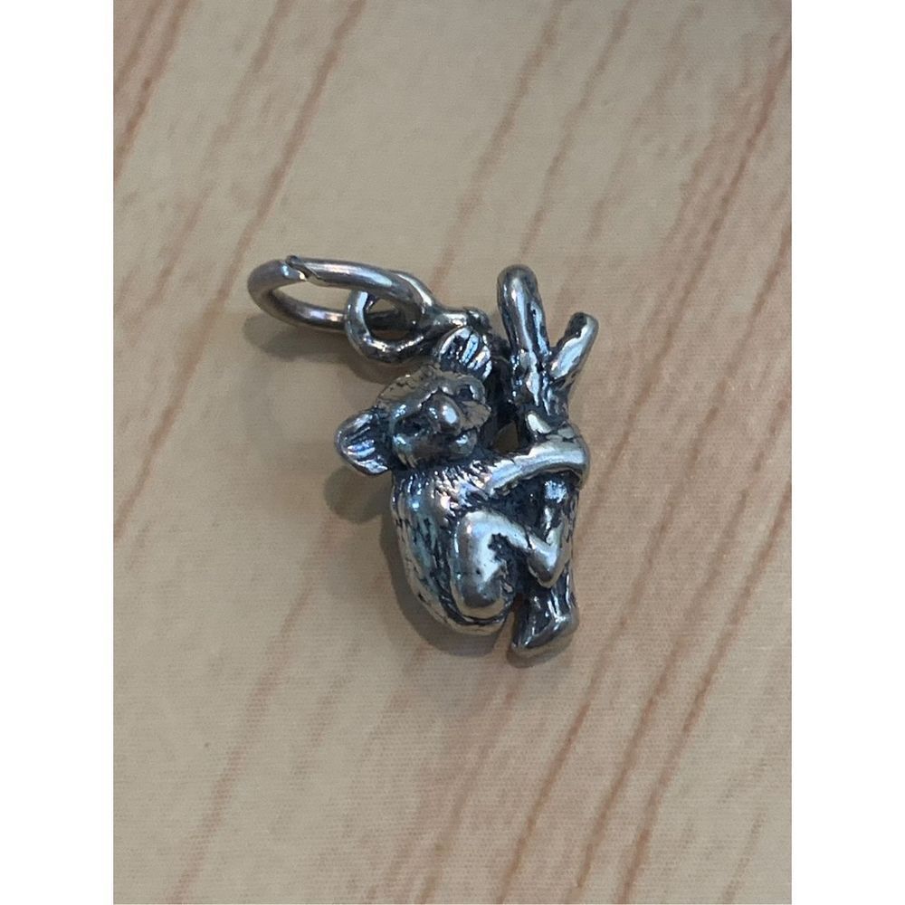 Koala Hanging on Tree Sterling Silver Jewelry Charm